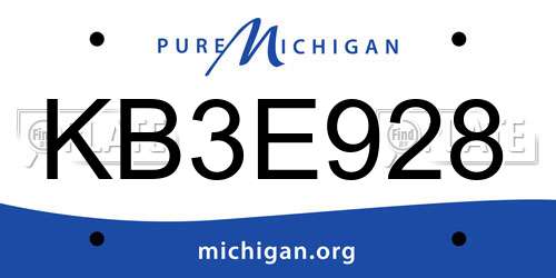KB3E928 Michigan License Plate