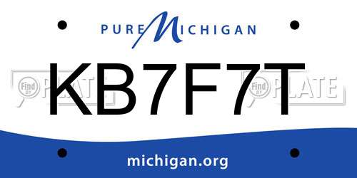 KB7F7T Michigan License Plate