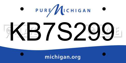 KB7S299 Michigan License Plate