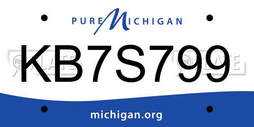 KB7S799 Michigan License Plate