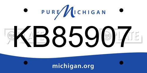 KB85907 Michigan License Plate