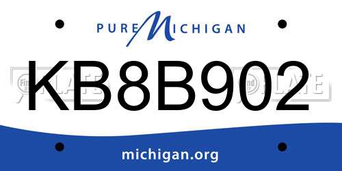 KB8B902 Michigan License Plate