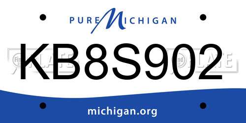 KB8S902 Michigan License Plate