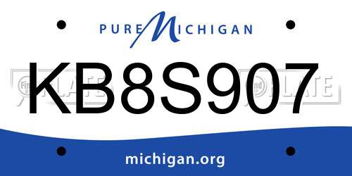 KB8S907 Michigan License Plate