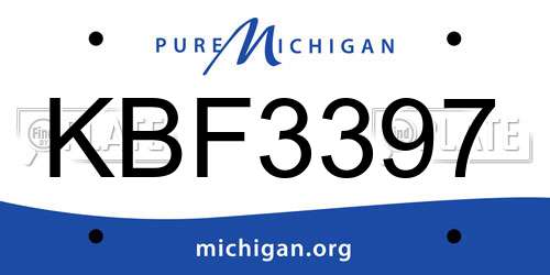 KBF3397 Michigan License Plate