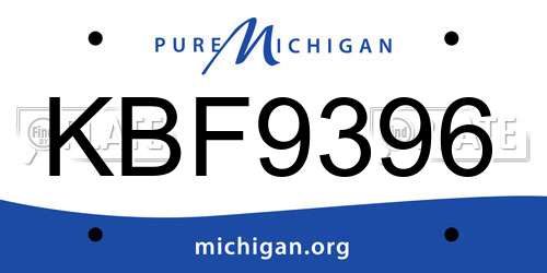 KBF9396 Michigan License Plate