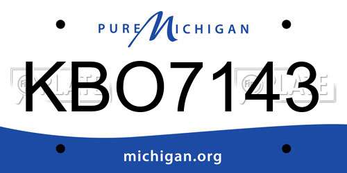 KBO7143 Michigan License Plate