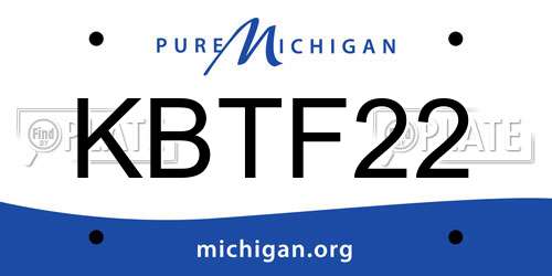 KBTF22 Michigan License Plate