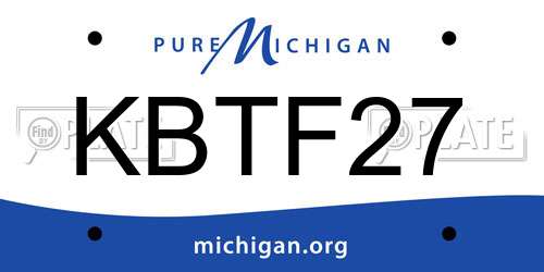 KBTF27 Michigan License Plate