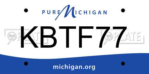 KBTF77 Michigan License Plate