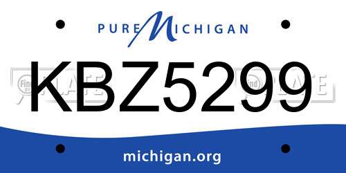 KBZ5299 Michigan License Plate