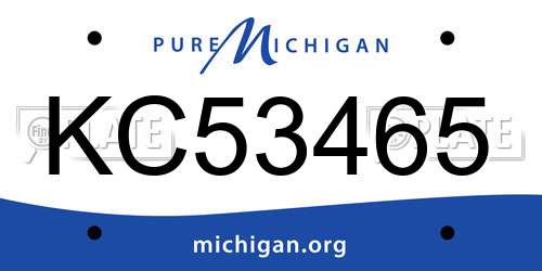 KC53465 Michigan License Plate