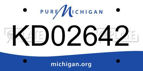 KD02642 Michigan License Plate