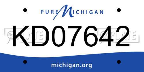 KD07642 Michigan License Plate