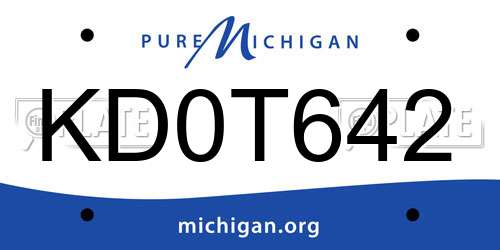 KD0T642 Michigan License Plate