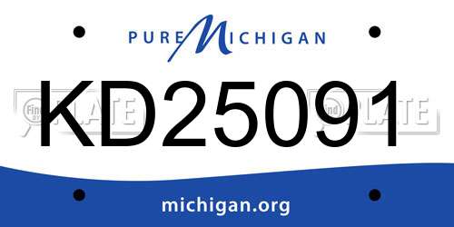 KD25091 Michigan License Plate