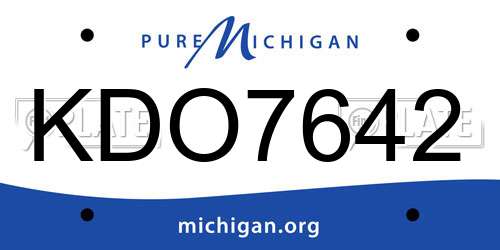 KDO7642 Michigan License Plate