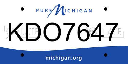 KDO7647 Michigan License Plate