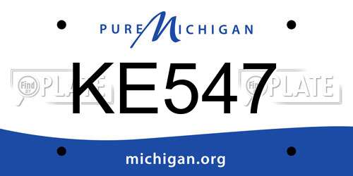KE547 Michigan License Plate