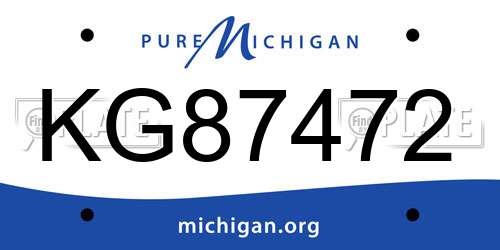 KG87472 Michigan License Plate