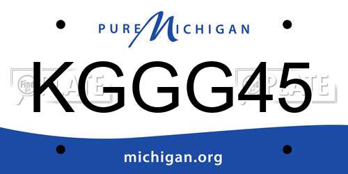 KGGG45 Michigan License Plate