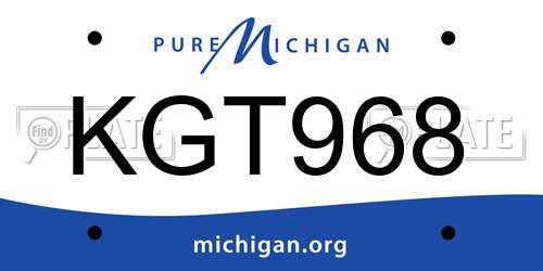 KGT968 Michigan License Plate