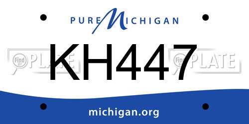 KH447 Michigan License Plate