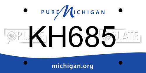 KH685 Michigan License Plate