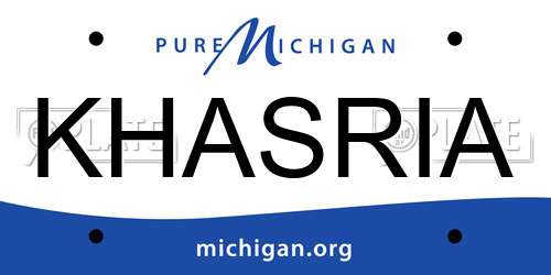 KHASRIA Michigan License Plate