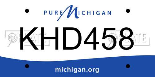 KHD458 Michigan License Plate