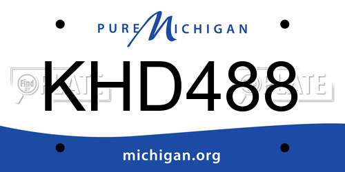 KHD488 Michigan License Plate