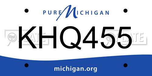 KHQ455 Michigan License Plate
