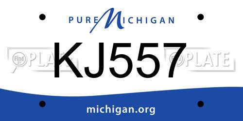 KJ557 Michigan License Plate