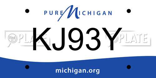 KJ93Y Michigan License Plate
