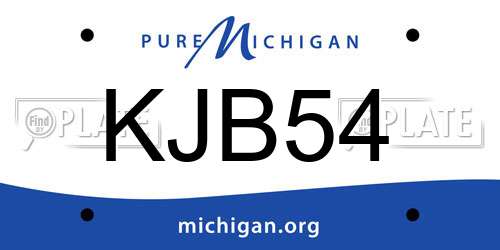KJB54 Michigan License Plate