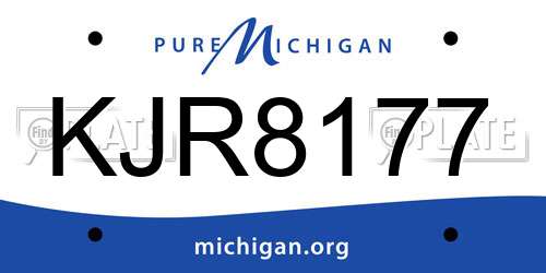 KJR8177 Michigan License Plate