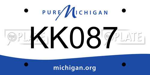 KK087 Michigan License Plate