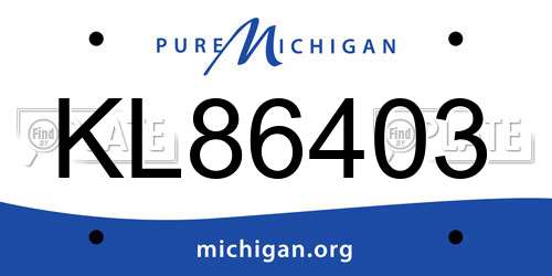 KL86403 Michigan License Plate