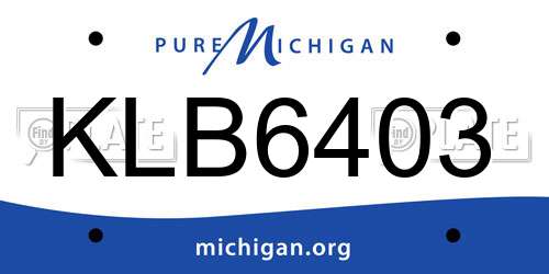 KLB6403 Michigan License Plate