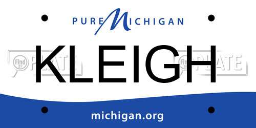 KLEIGH Michigan License Plate