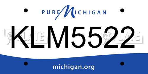 KLM5522 Michigan License Plate