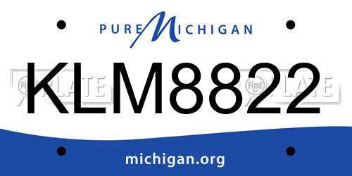 KLM8822 Michigan License Plate