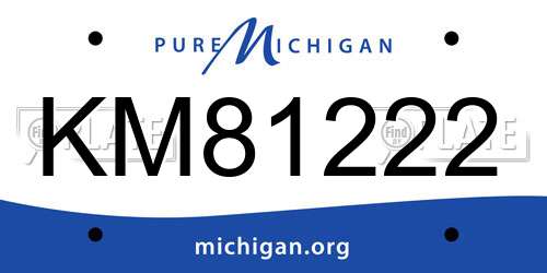 KM81222 Michigan License Plate