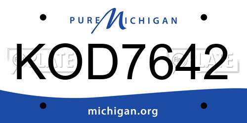 KOD7642 Michigan License Plate