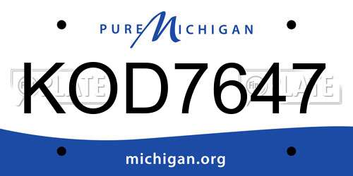 KOD7647 Michigan License Plate