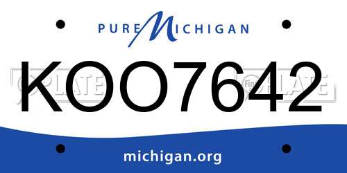 KOO7642 Michigan License Plate
