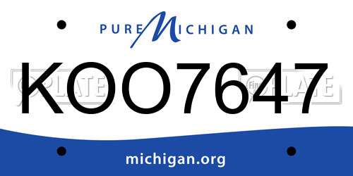 KOO7647 Michigan License Plate
