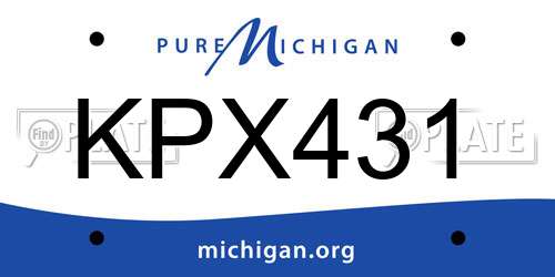 KPX431 Michigan License Plate
