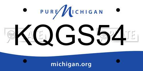 KQGS54 Michigan License Plate