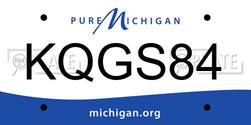 KQGS84 Michigan License Plate